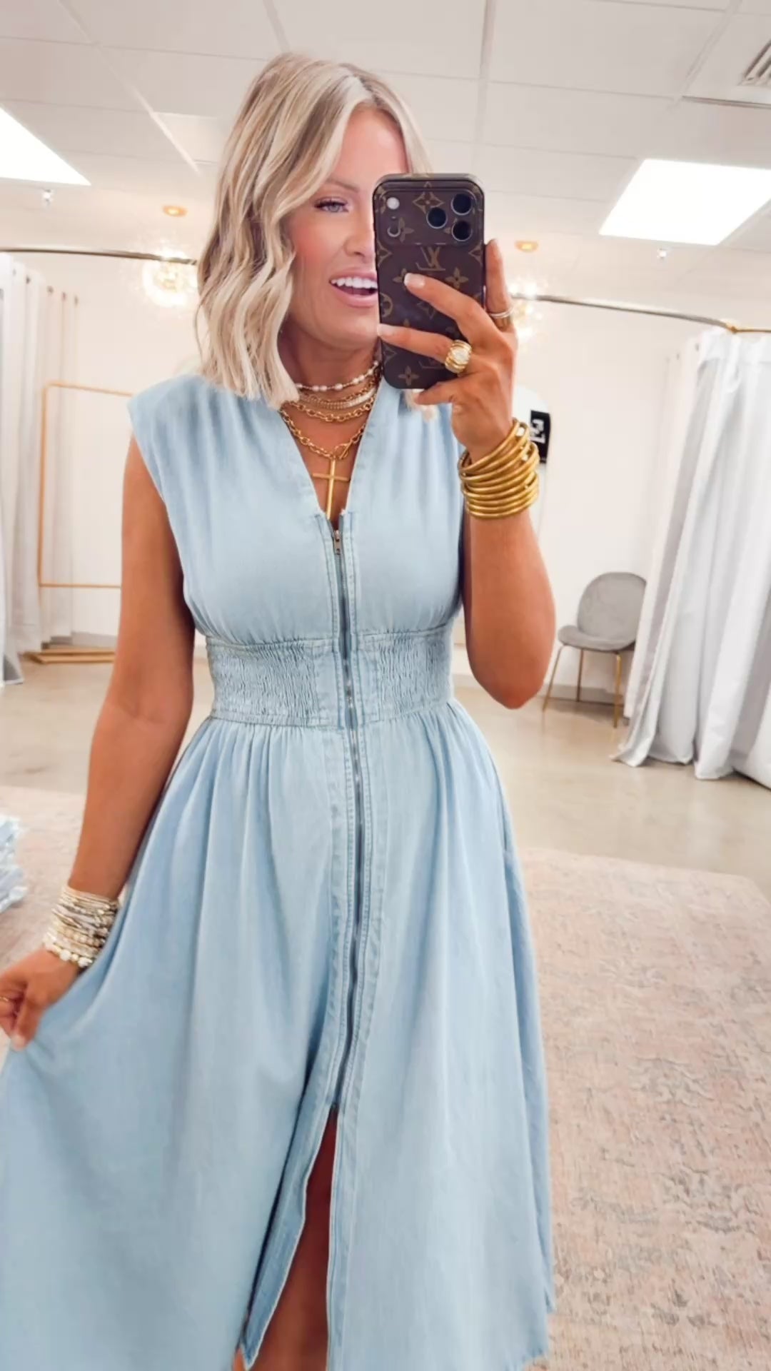 Knox Denim Midi Dress - Light Wash