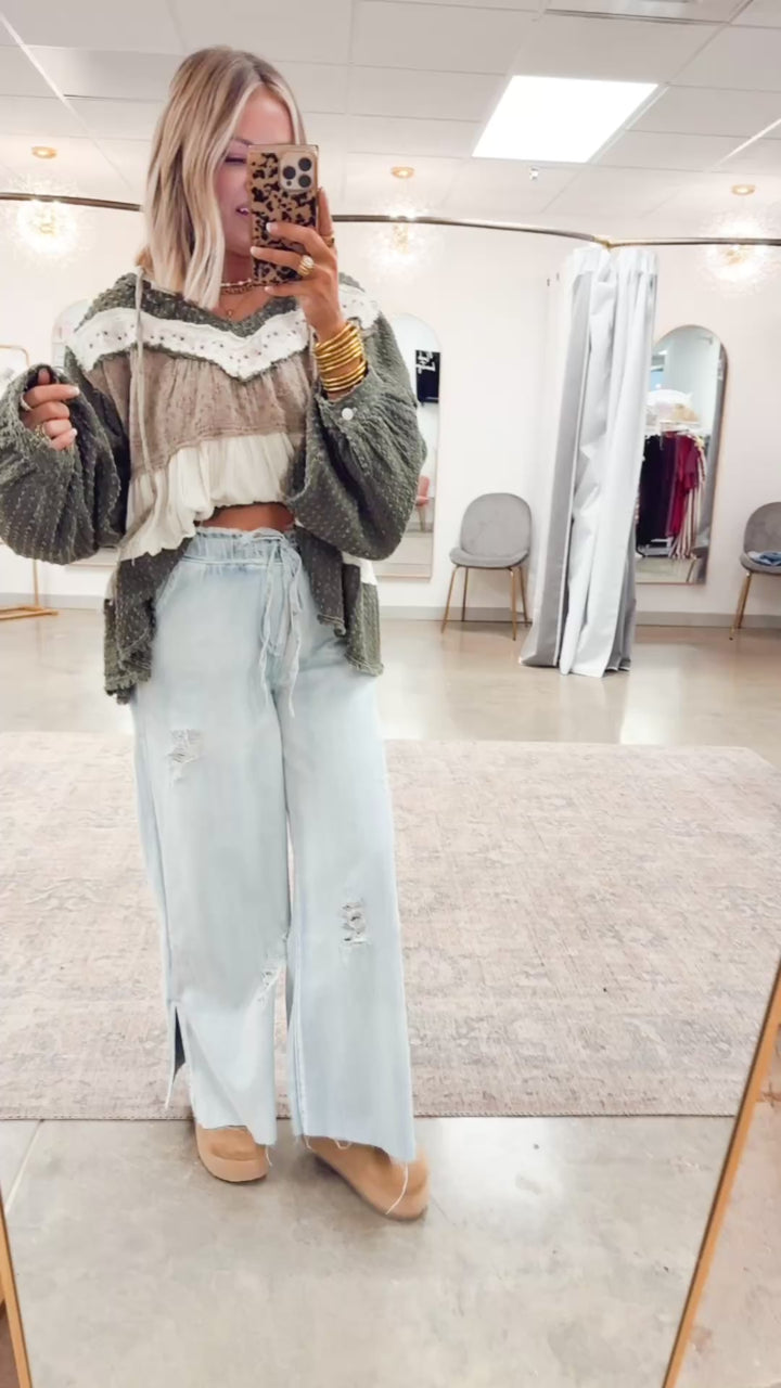 All Retro Hoodie Top-Olive