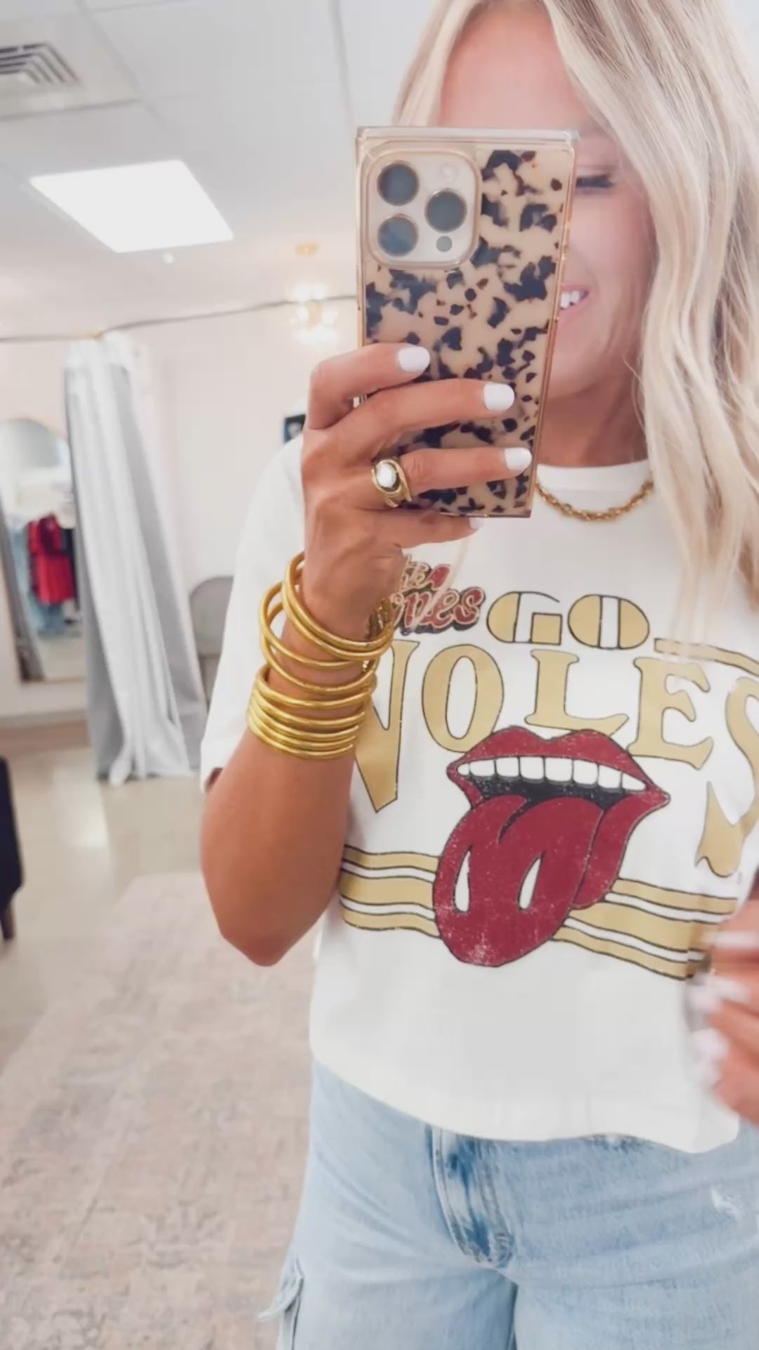 Rolling Stones Go Seminoles Stoned Cropped Tee