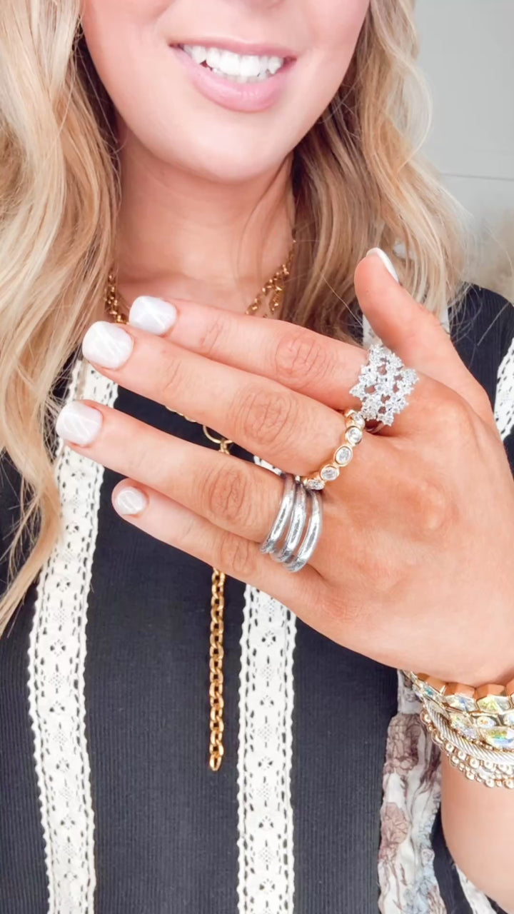 BudhaGirl Silver All Weather Rings (Set of 3)