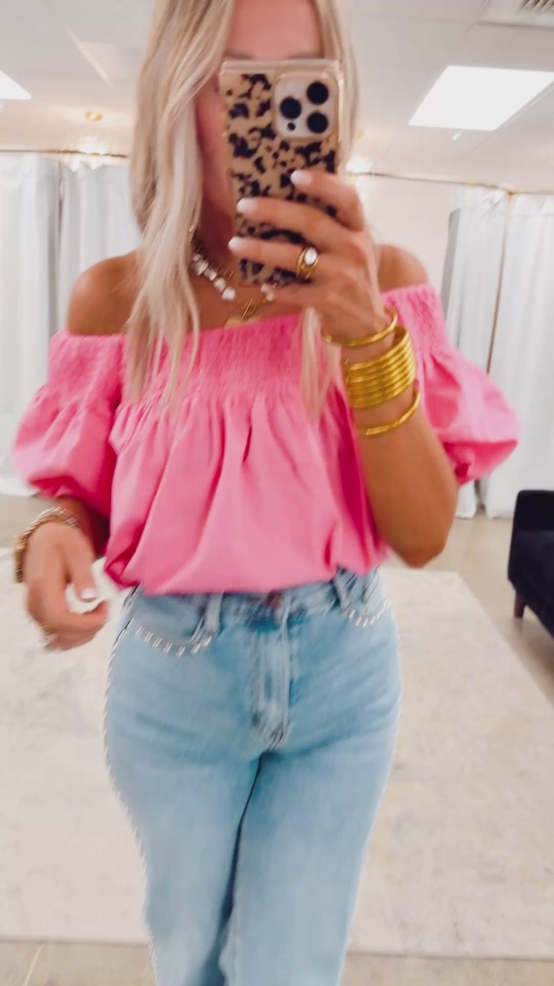 Catalina Off-the-shoulder Blouse-Punch