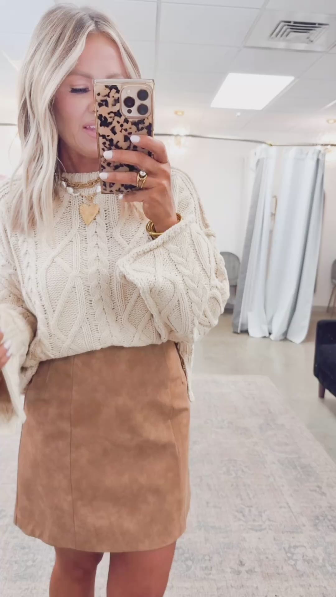 Nora Leather Mini Skirt-Camel