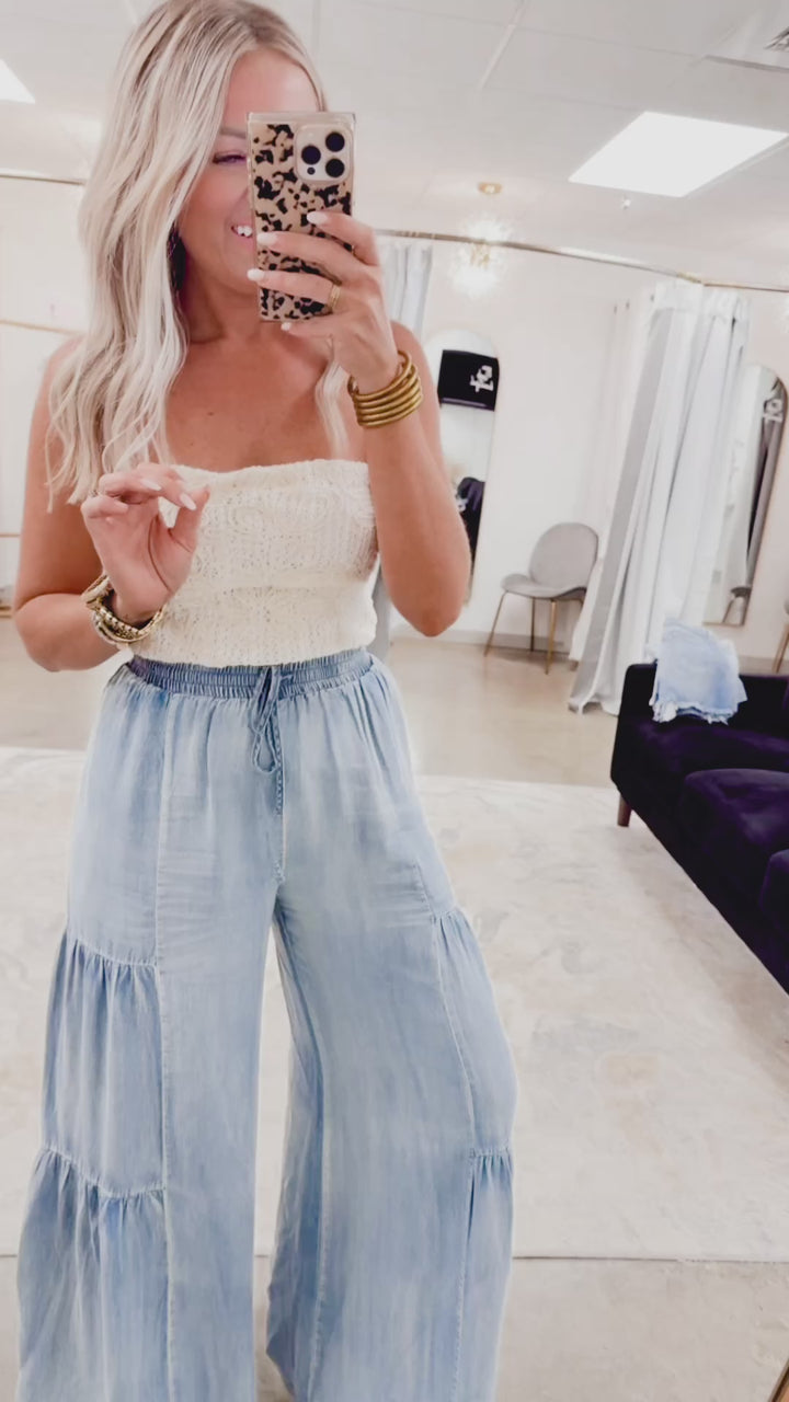 Cascade Denim Wide Leg Pants