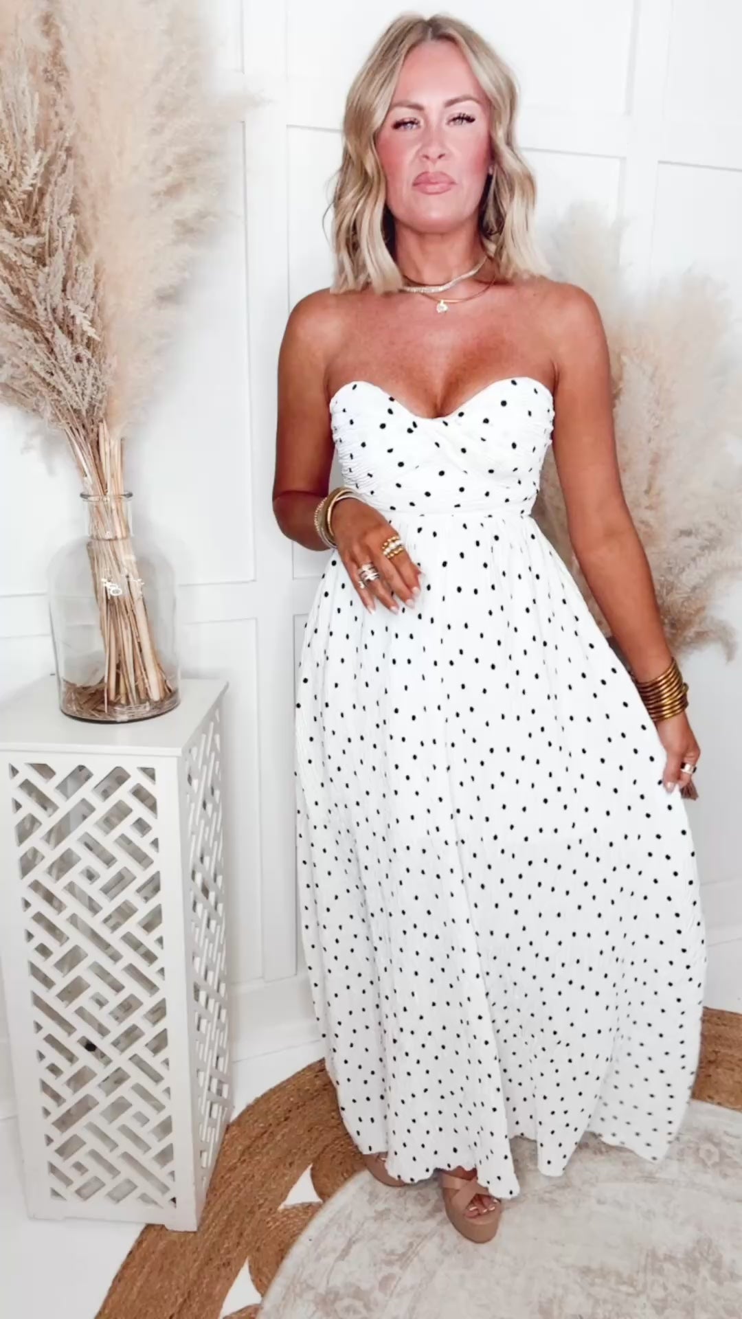The Heiress Dot Maxi Dress-White