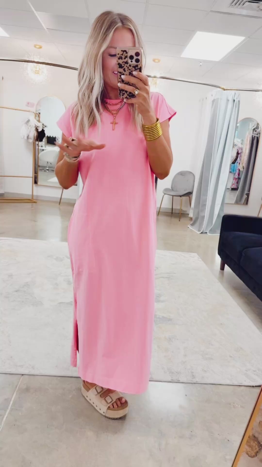 Oversized Maxi T-Shirt Dress-Pink