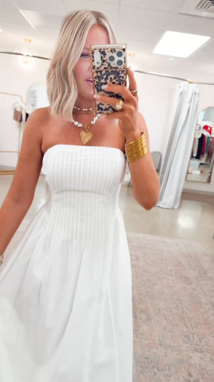 The Prescott Strapless Midi Dress