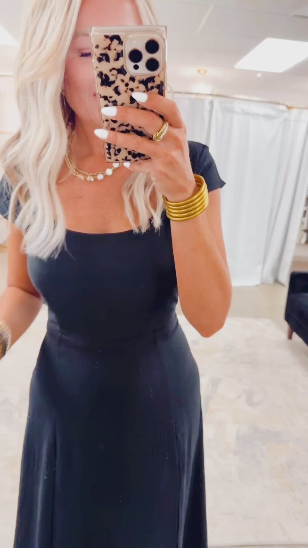 The Delaney Slit Midi Dress- Black
