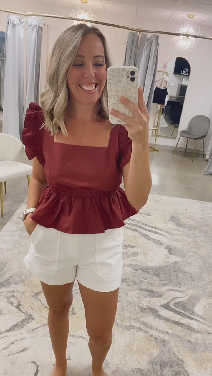 Sweet Ruffle Square Neck Top