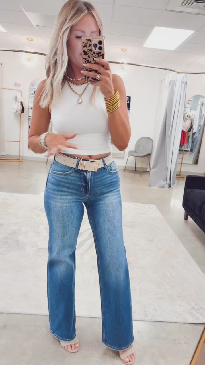 Rachel High Rise Straight Jeans-Dark