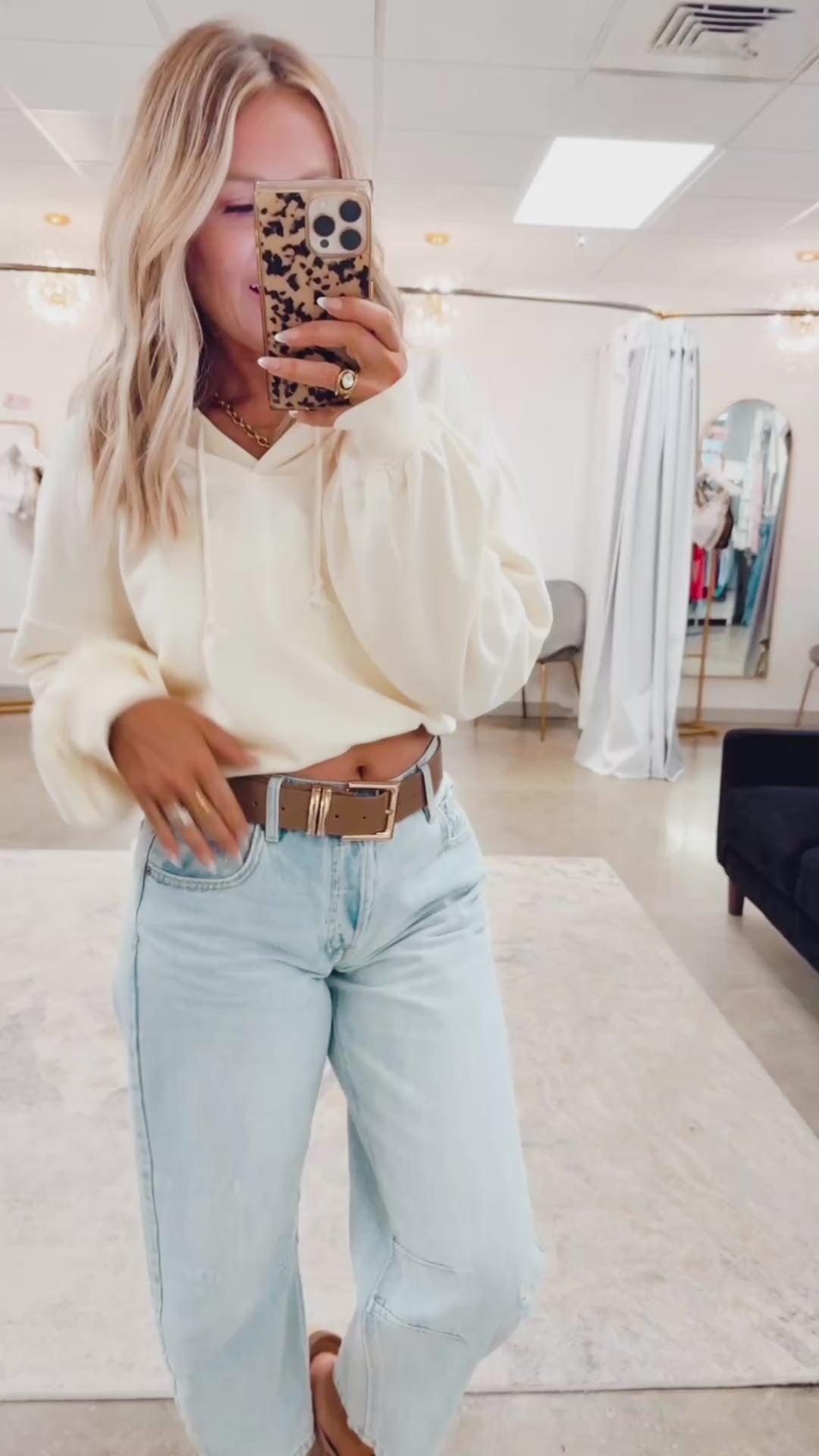 Loft Cropped Hoodie-Whip Cream