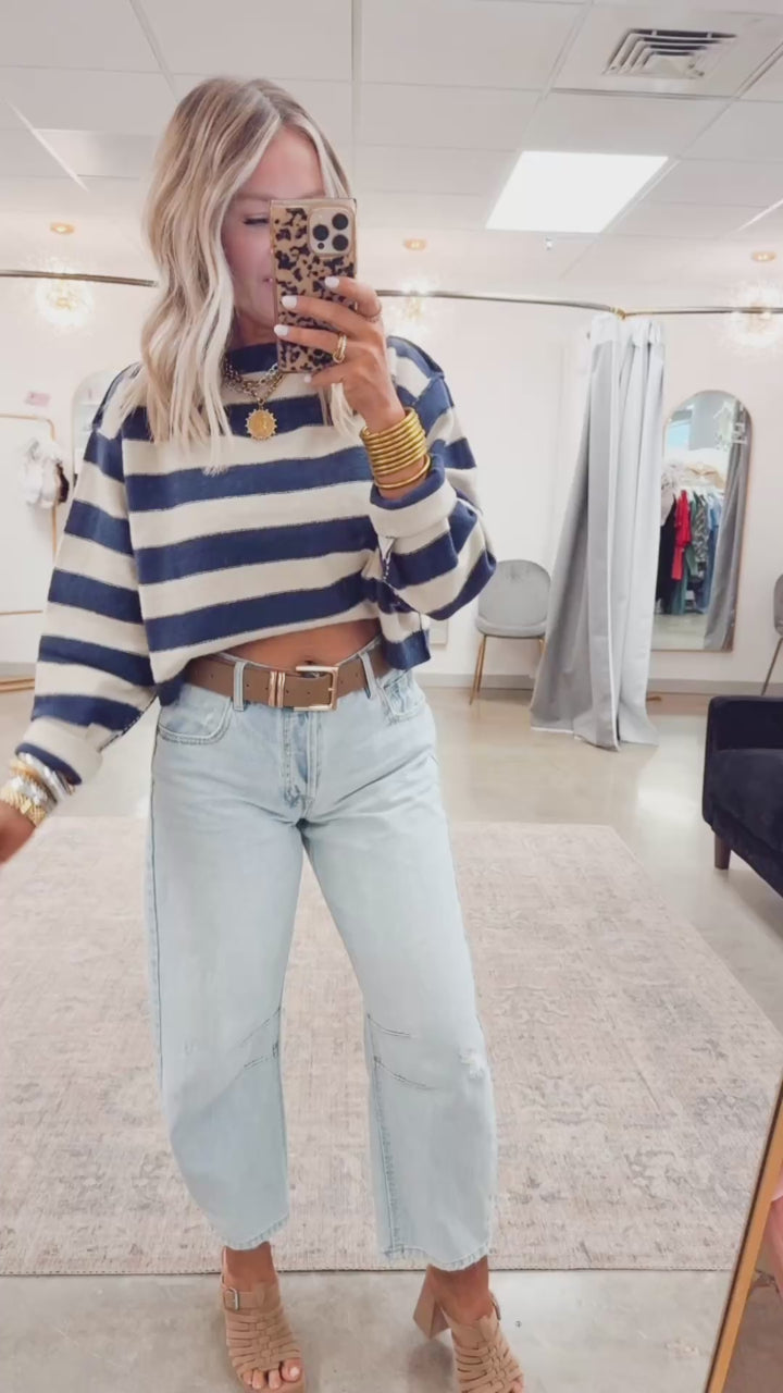Langston Cropped Sweater-Denim