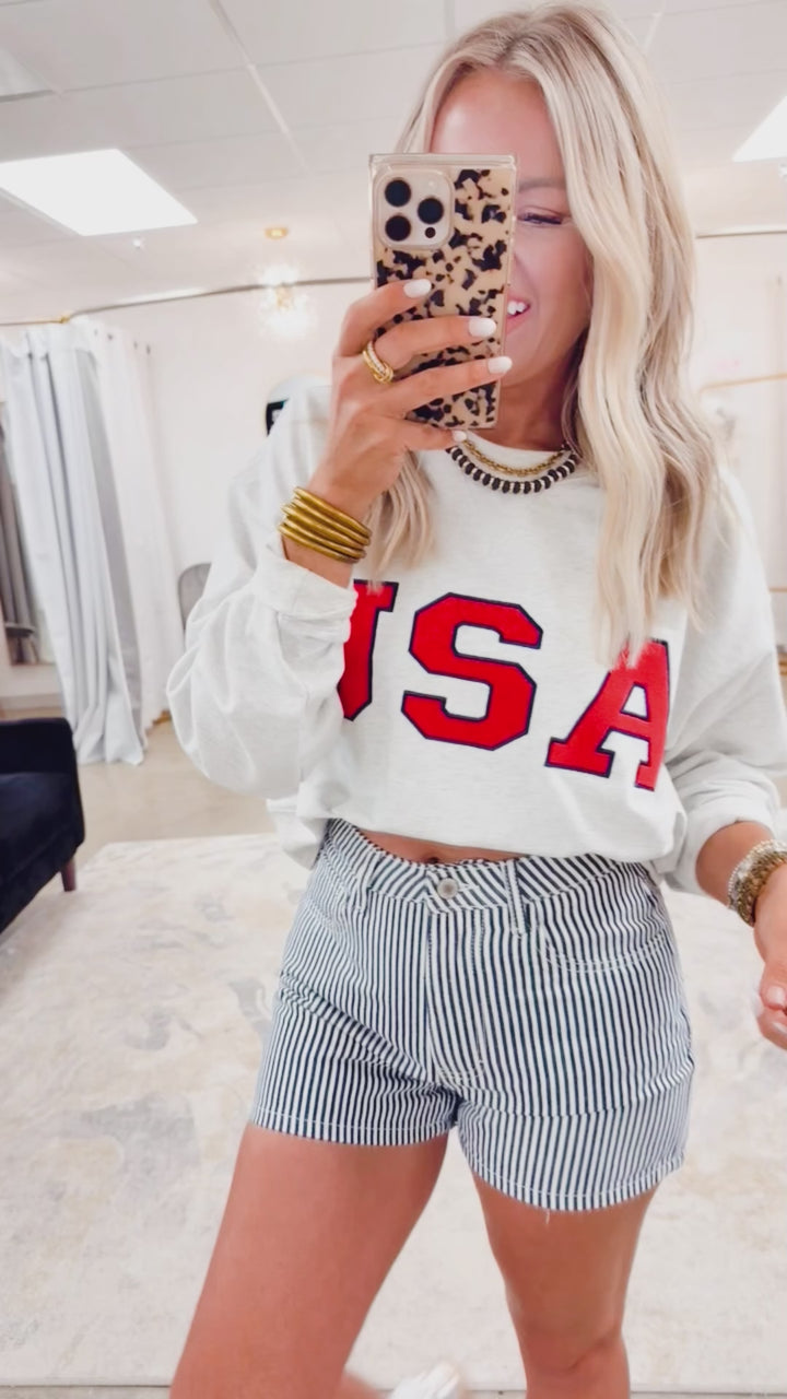 Cabana Stripe Shorts-Navy/White