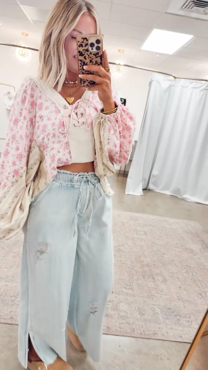 Gizelle Balloon Sleeve Blouse-Pink