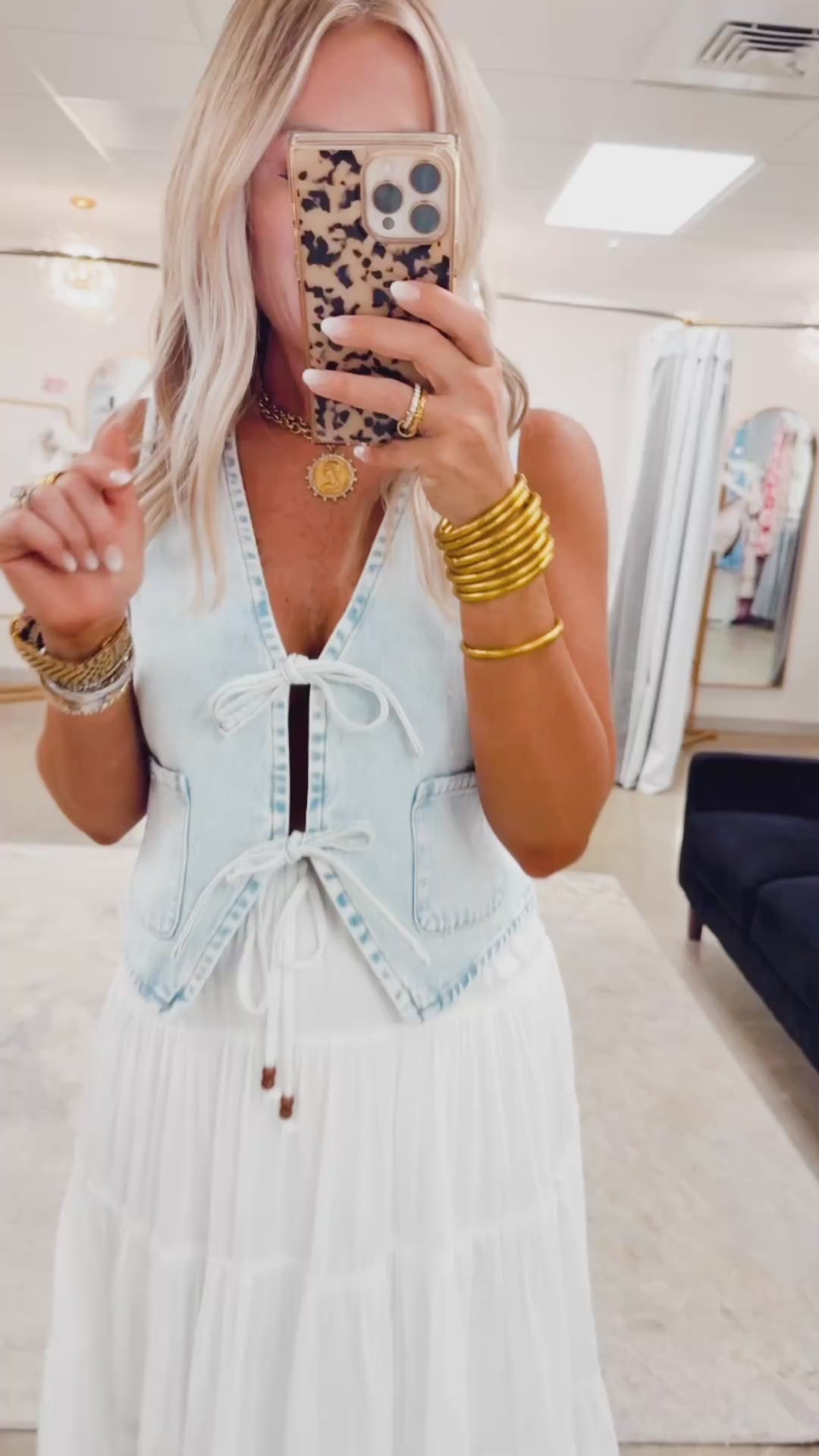 Rebel Rodeo Tie Vest-Denim