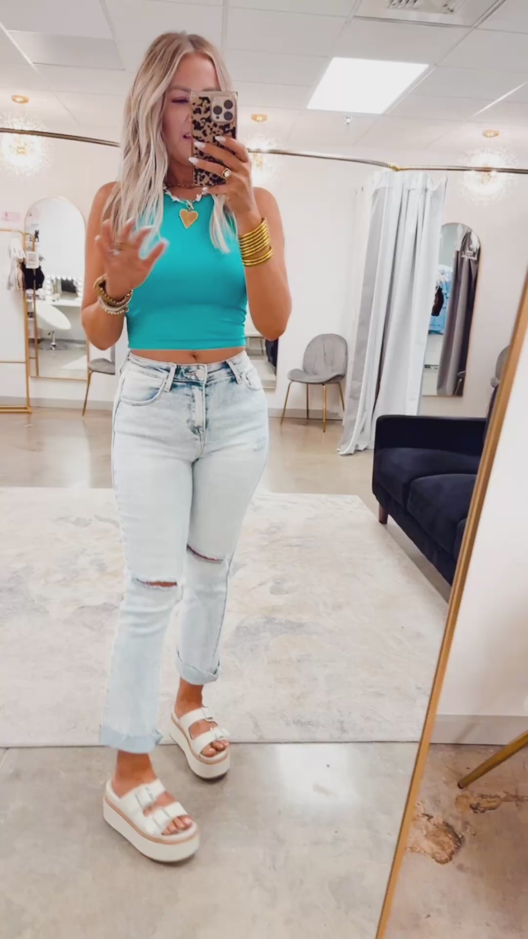 Solid Cropped Tank- Emerald