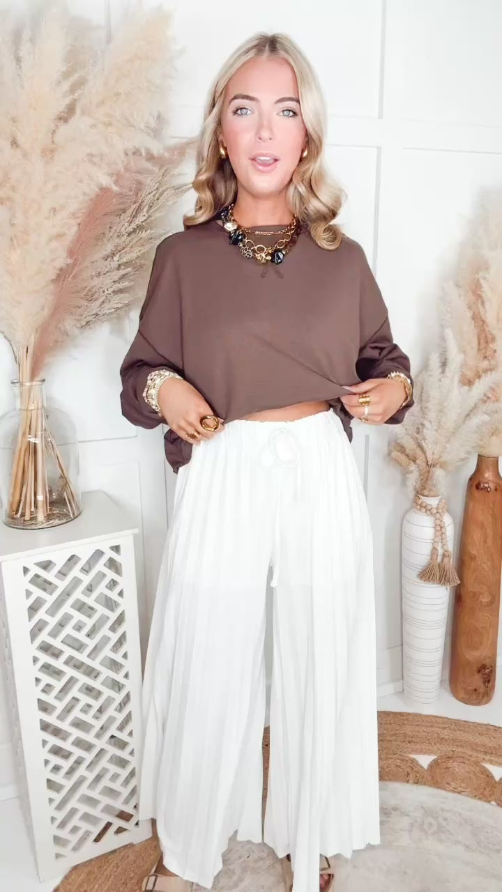 Pretty in Pleats Pants-White