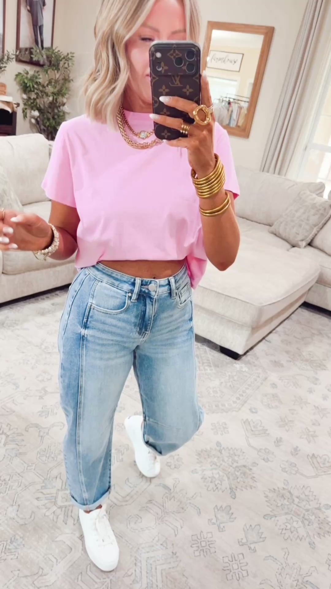 Classic Relaxed Crop Tee-Pink