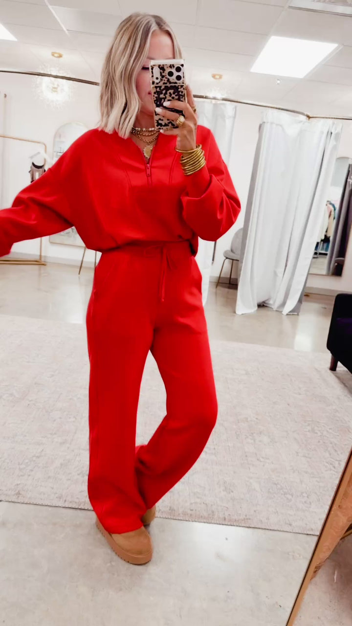 Smooth Form Half Zip Jacket-Red