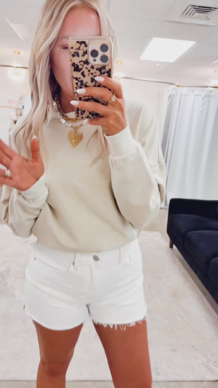 Washed Side Split Knit Top-Oatmeal