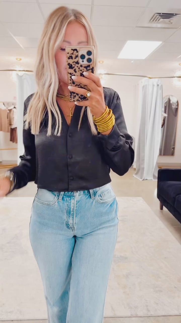 The Satin Button-Down Crop