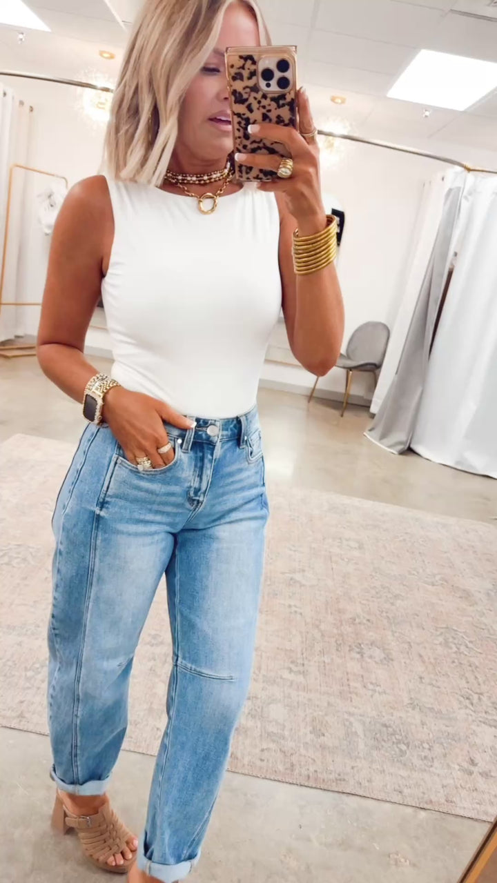 Blissful Boatneck Bodysuit-White