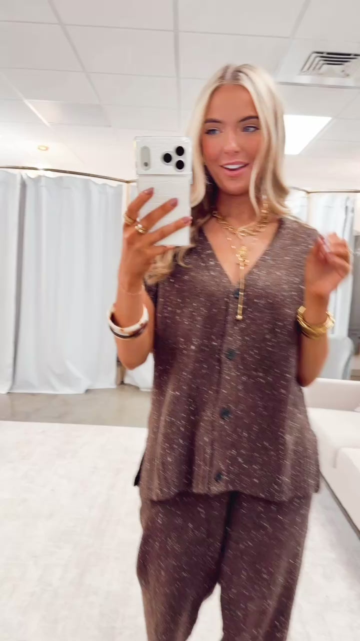 Channing Oversized Sweater Vest & Pants-Chocolate