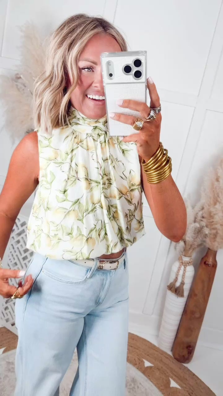 The Lemon Fleur Mock Neck Top