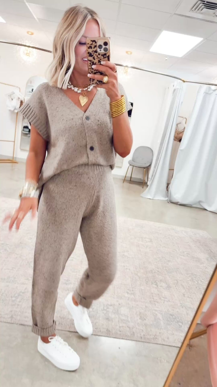 Channing Oversized Sweater Vest & Pants-Mushroom