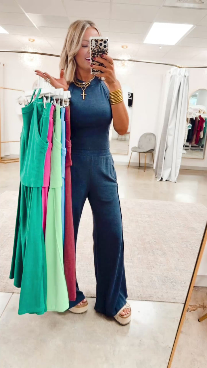 Harlow Halter Neck Crop Top & Pants Set-Vintage