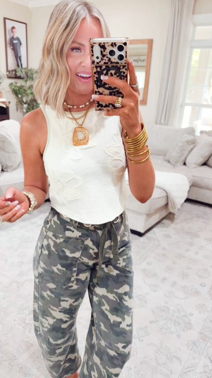 Sweet Stitch Tank-Cream