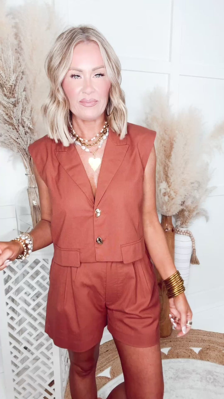 The Monaco Vest & Shorts Set-Rust