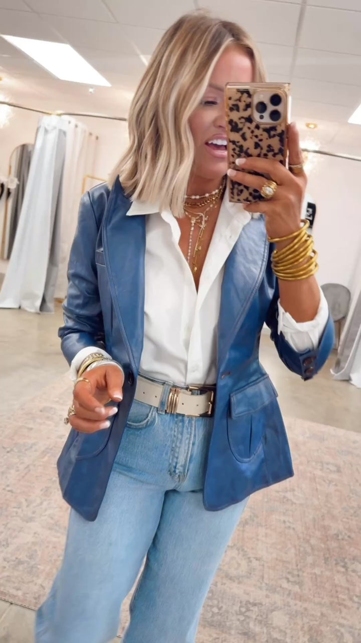 Landry Scrunched Blazer-Blue