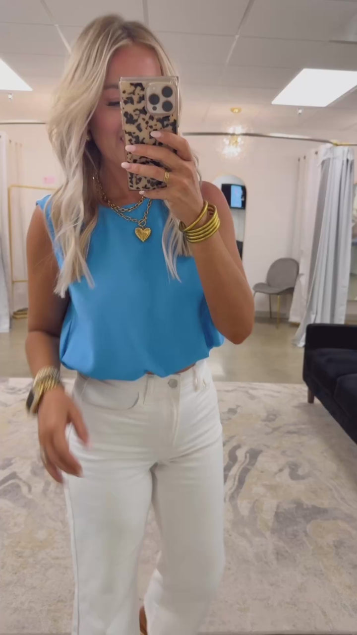 Della Crop Top-Blue