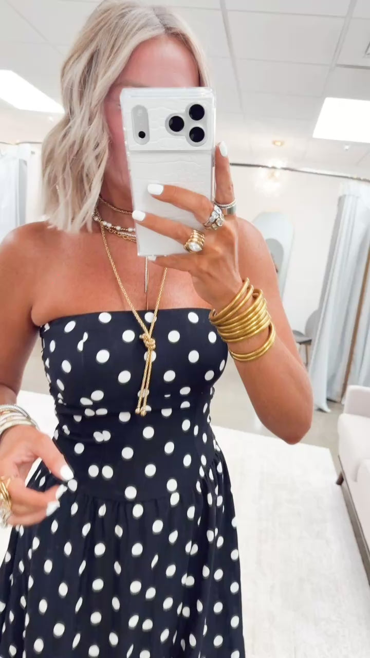 The Dot & Dusk Midi Dress-Black