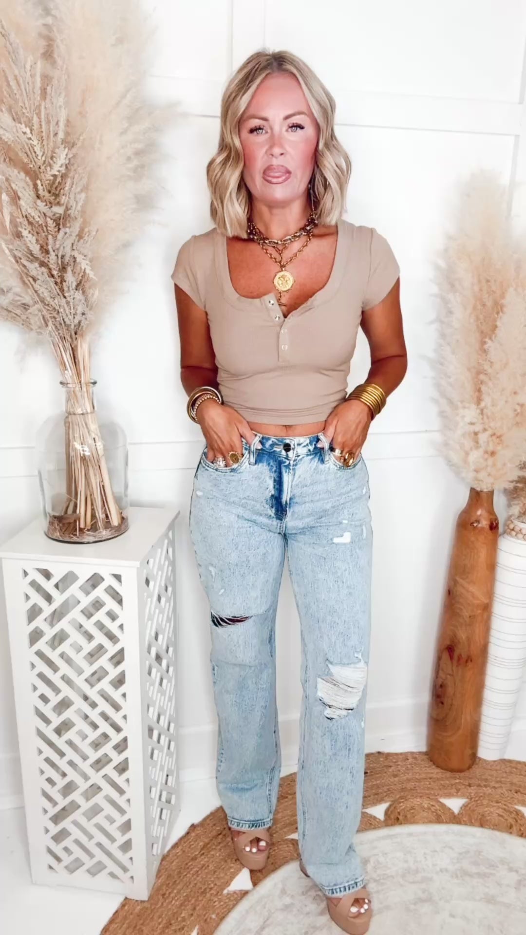 The Finley Crop Top-Taupe