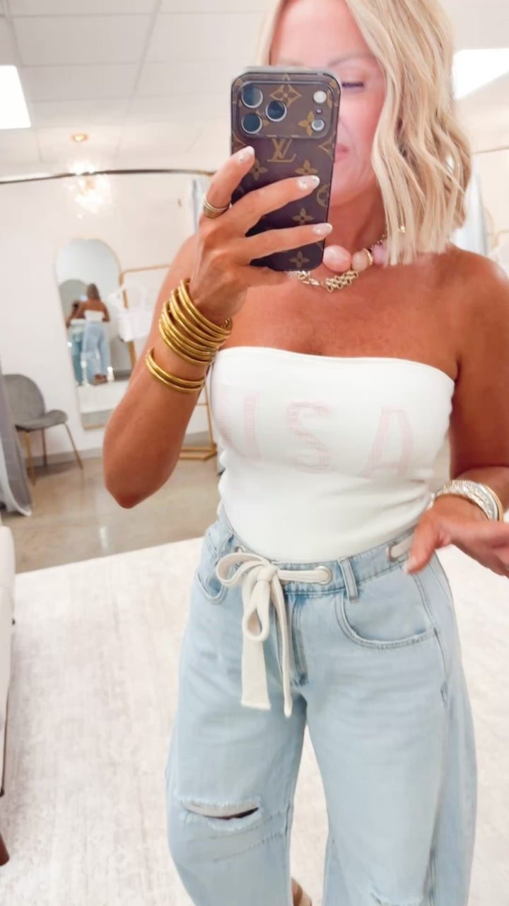 USA Tube Top-White