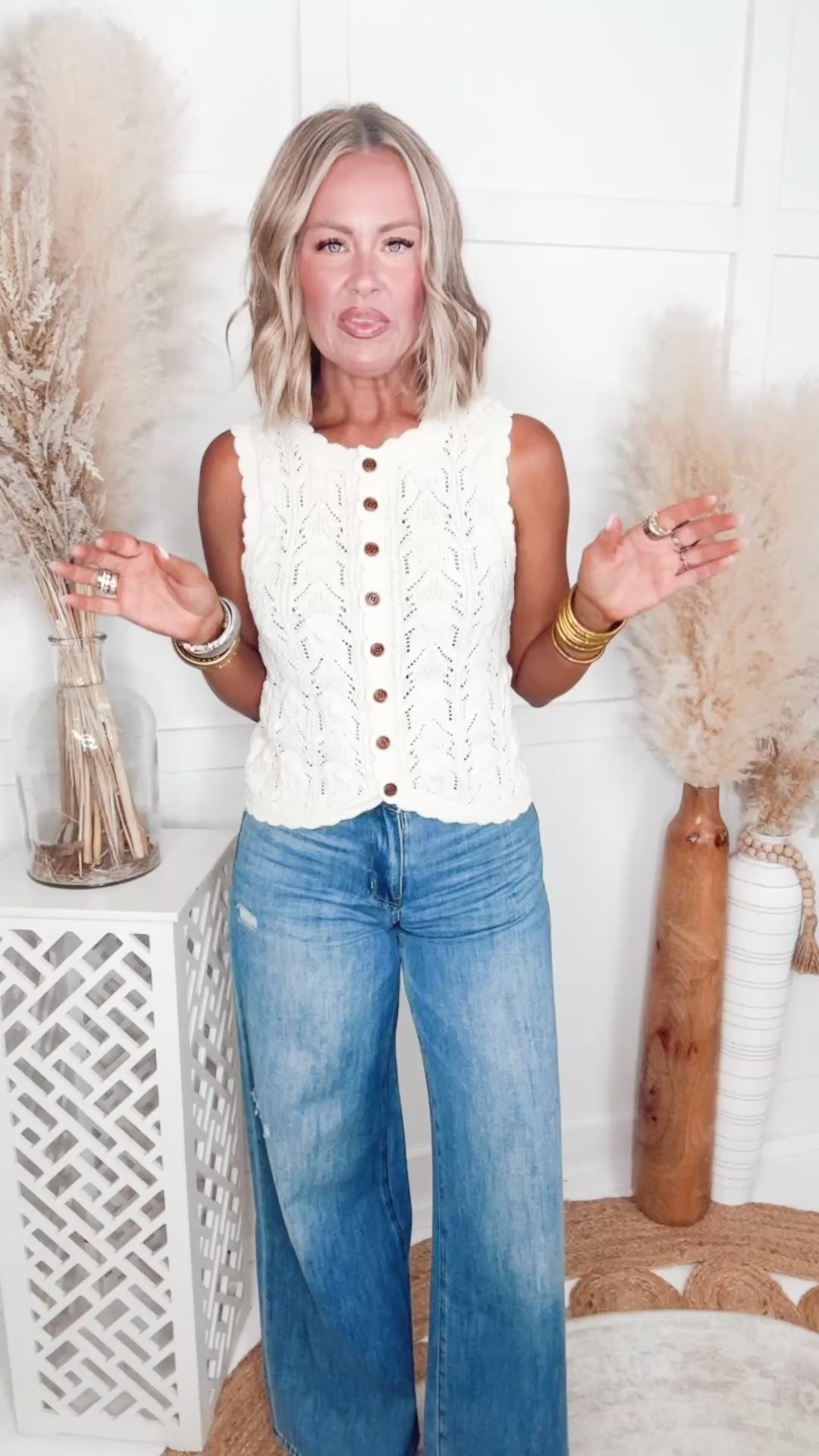 The Coastal Pointelle Top-Cream