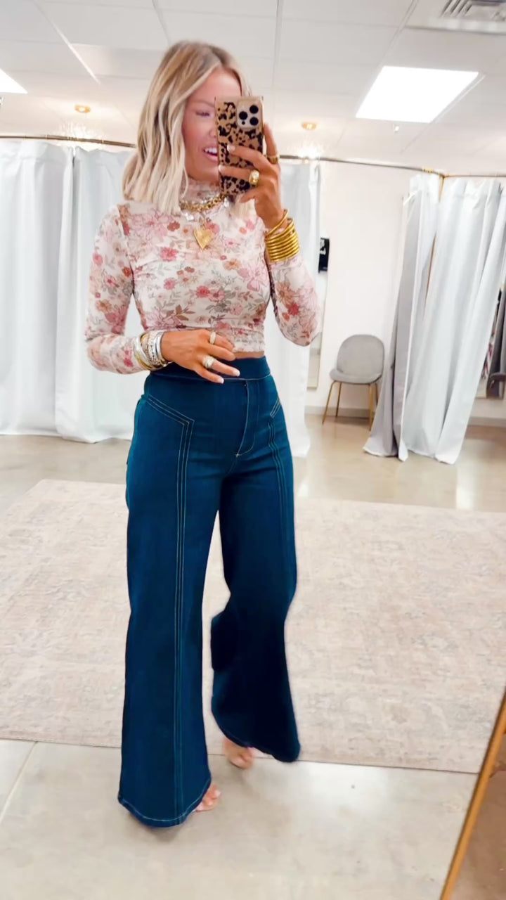 Meadow Lace Floral Mesh Top