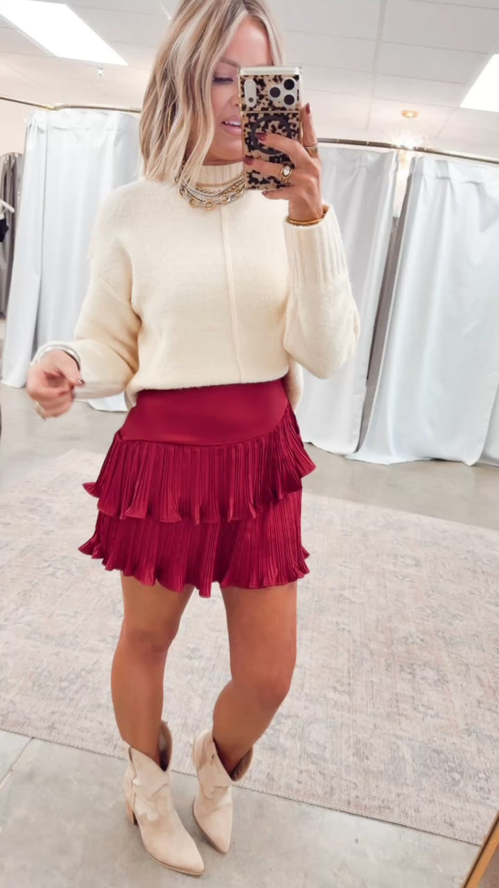 Juliette Ruffle Skirt-Wine