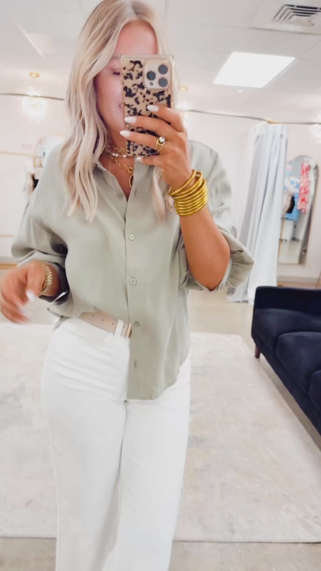The Ava Puff Sleeve Blouse-Olive