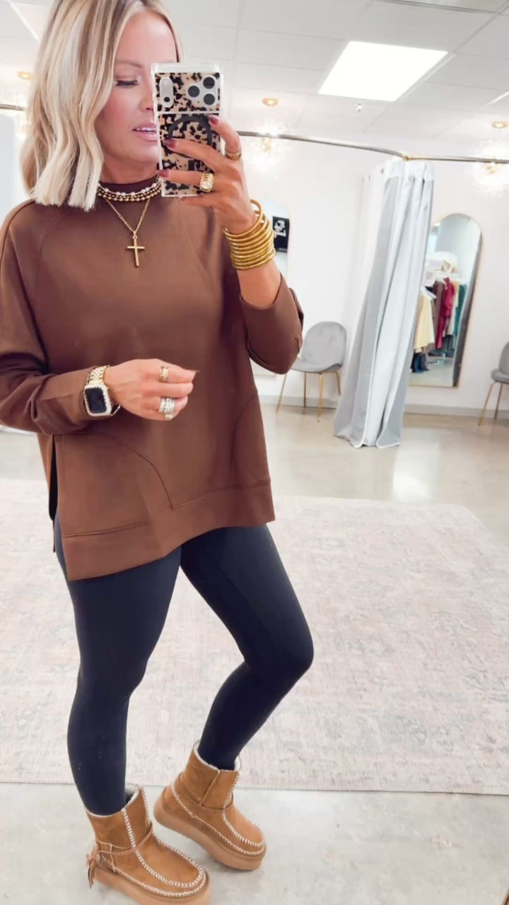 The Split Edge Pullover-Brown