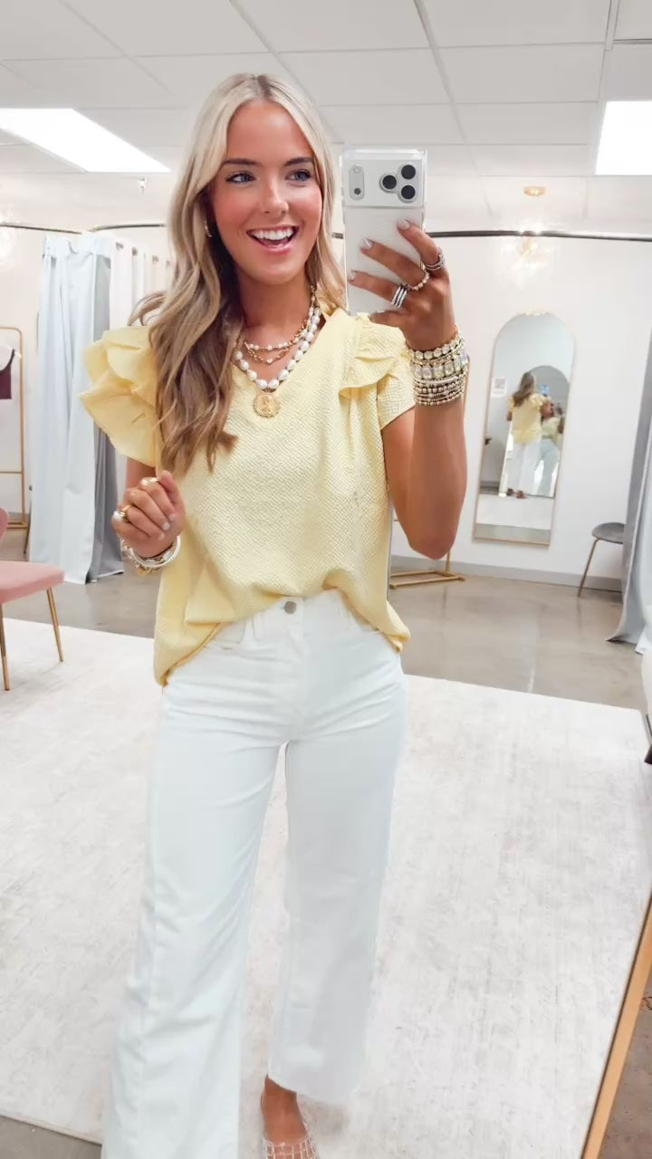 The Sunbeam Ruffle Blouse-Ice Lemon
