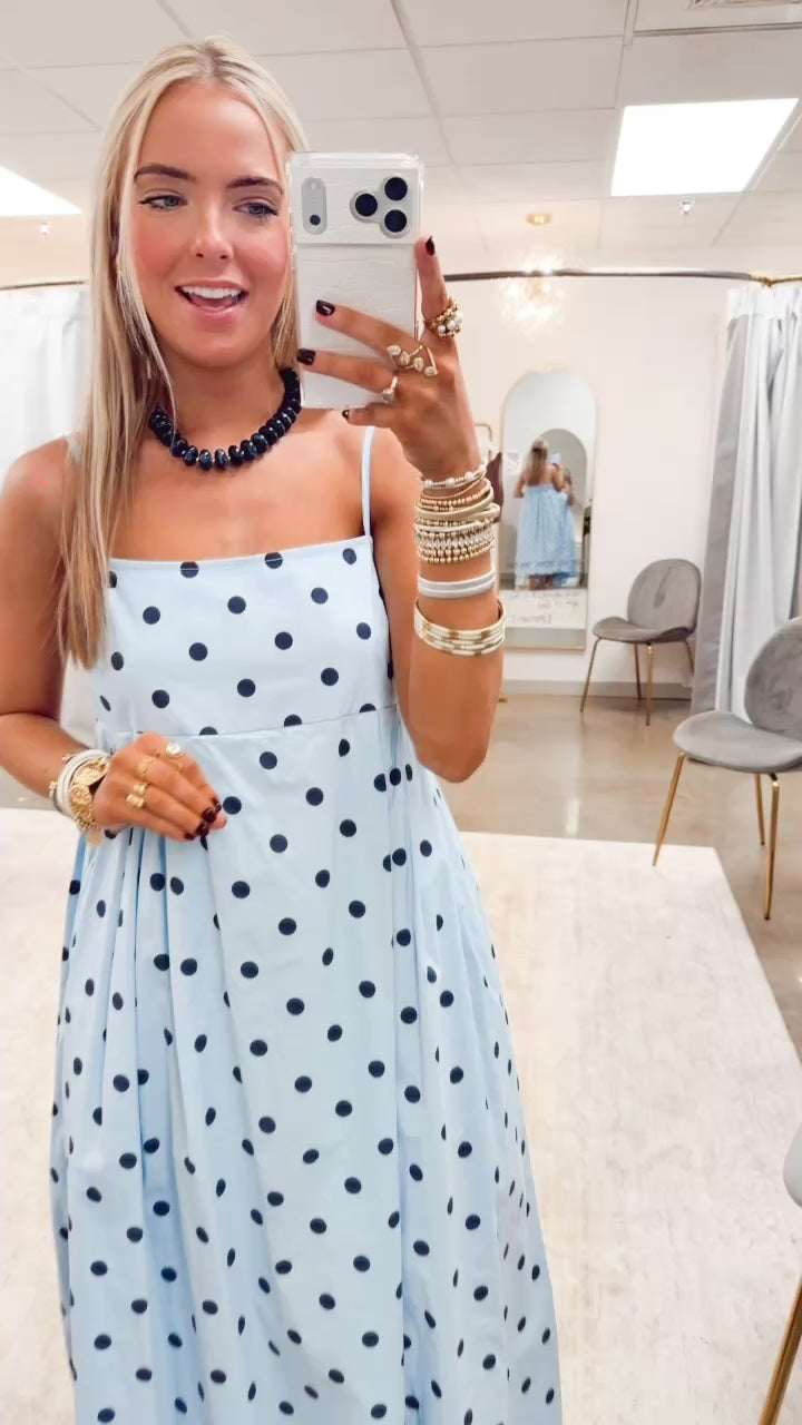 The Dot to Dot Midi Dress-Blue