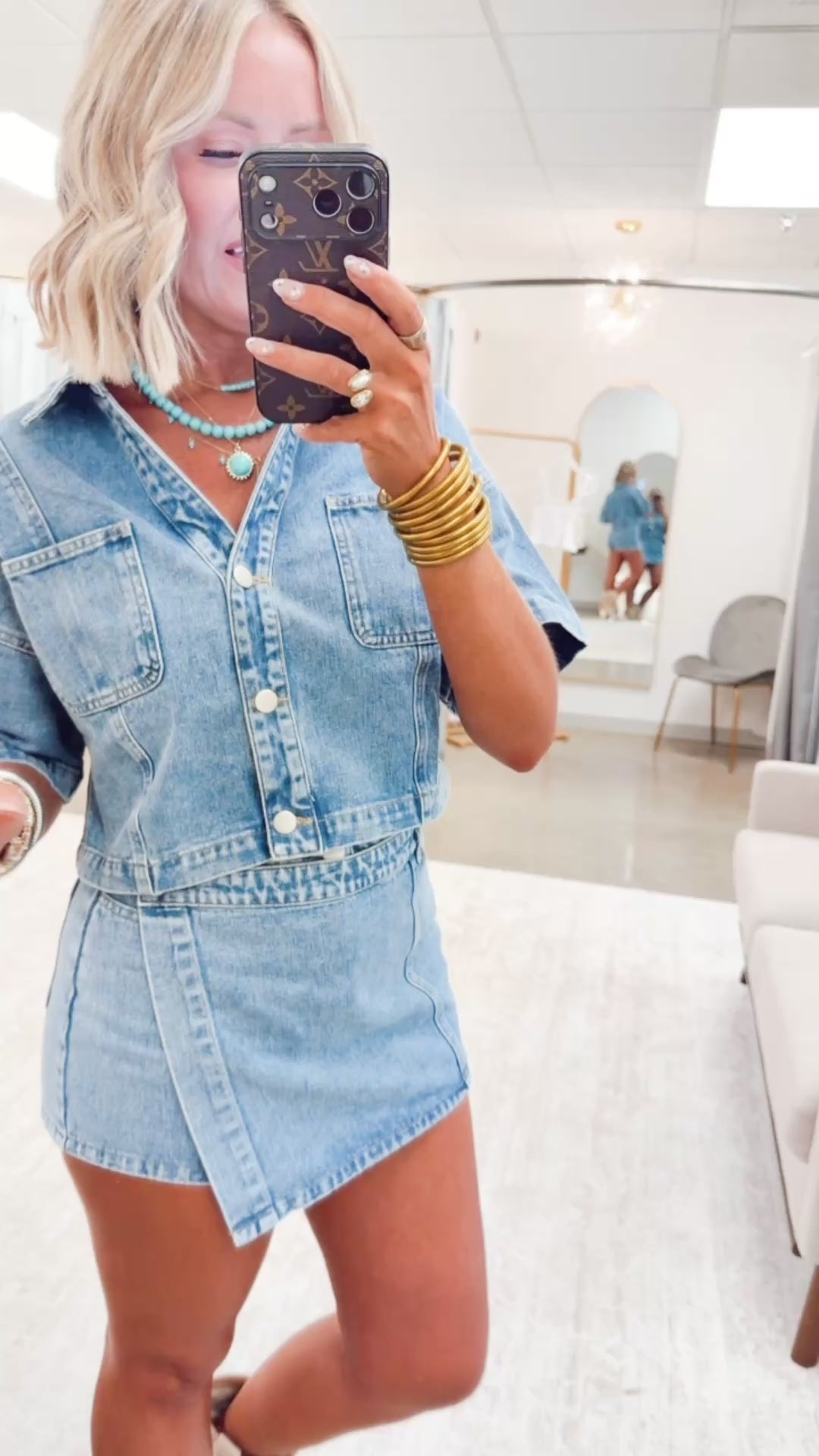 The Dolly Denim Wrap Skort Set