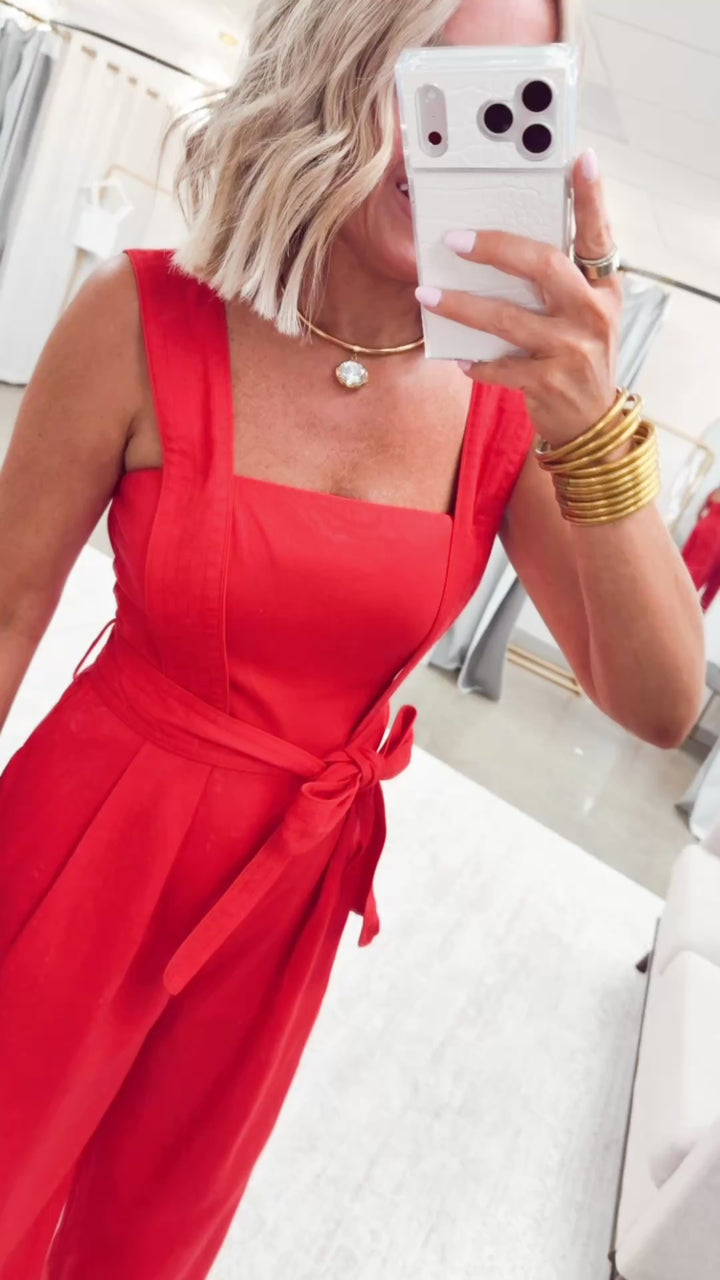 The Poppy Wide Leg Jumpsuit-Red