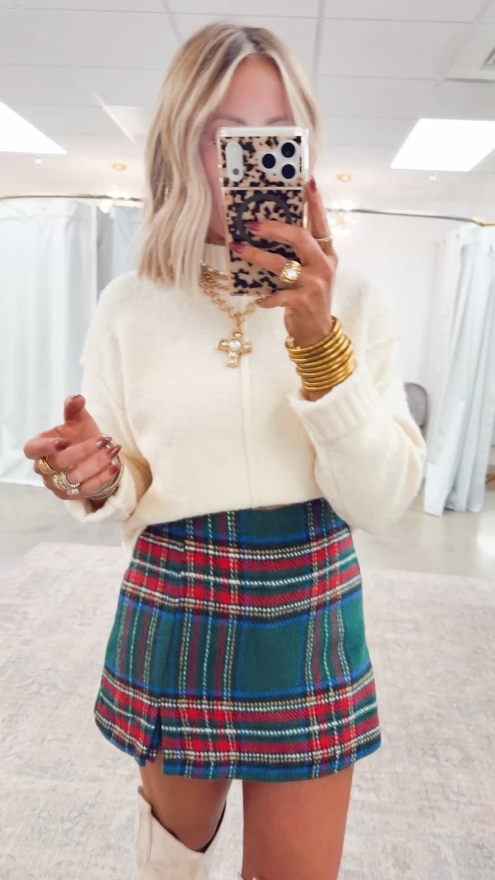 Merry Plaid Skort-Green