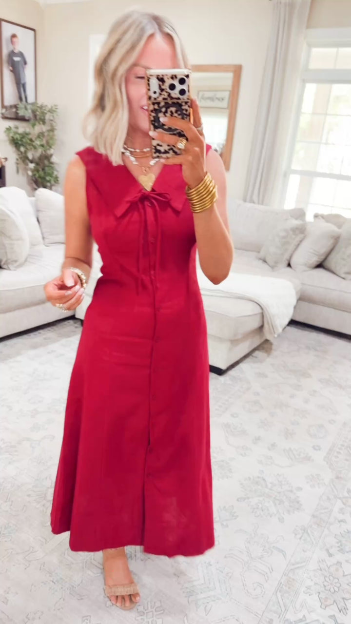 The Claire Midi Dress-Burgundy