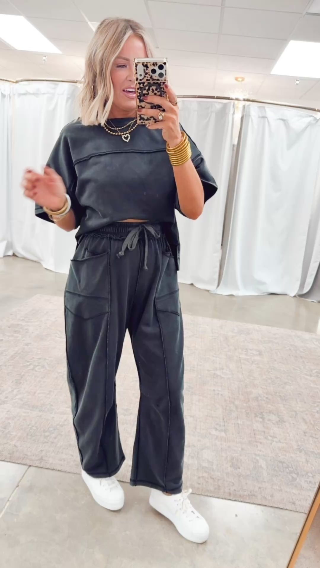 The Retreat Barrel Pants Set-Black