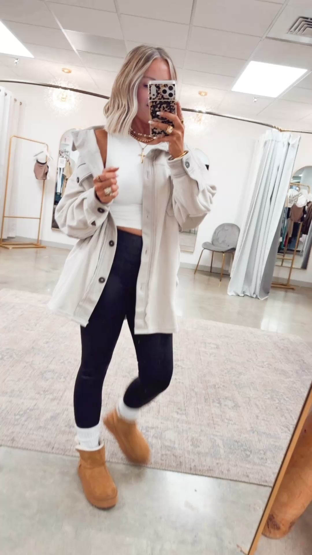 Oversized Basic Fleece Shacket-Sand Beige