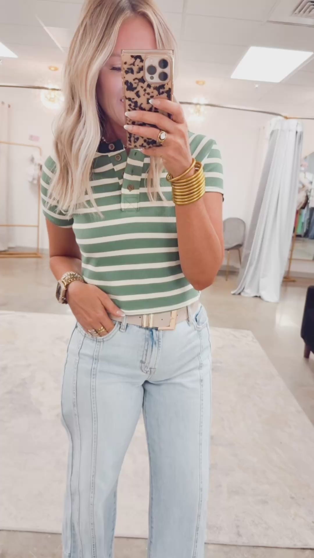 Sage Stripe Top